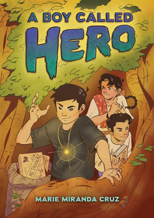 Book cover of 'A Boy Called Hero' with characters in a forest setting